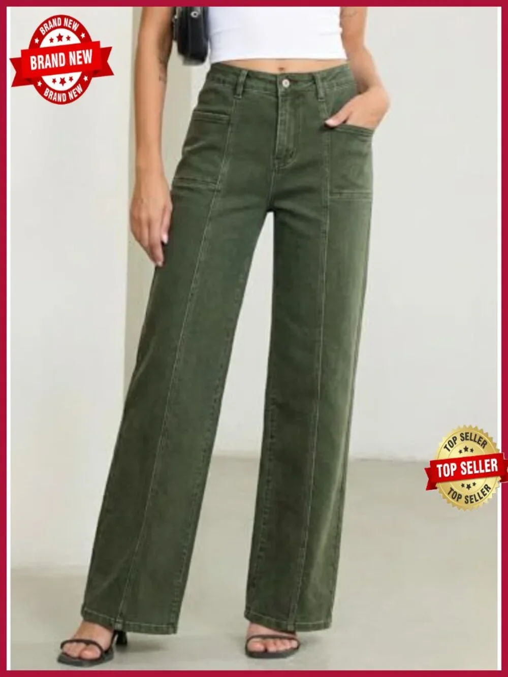 Women's High Waisted Wide Leg Jeans Stretchy Loose Fit Denim Pants Casual